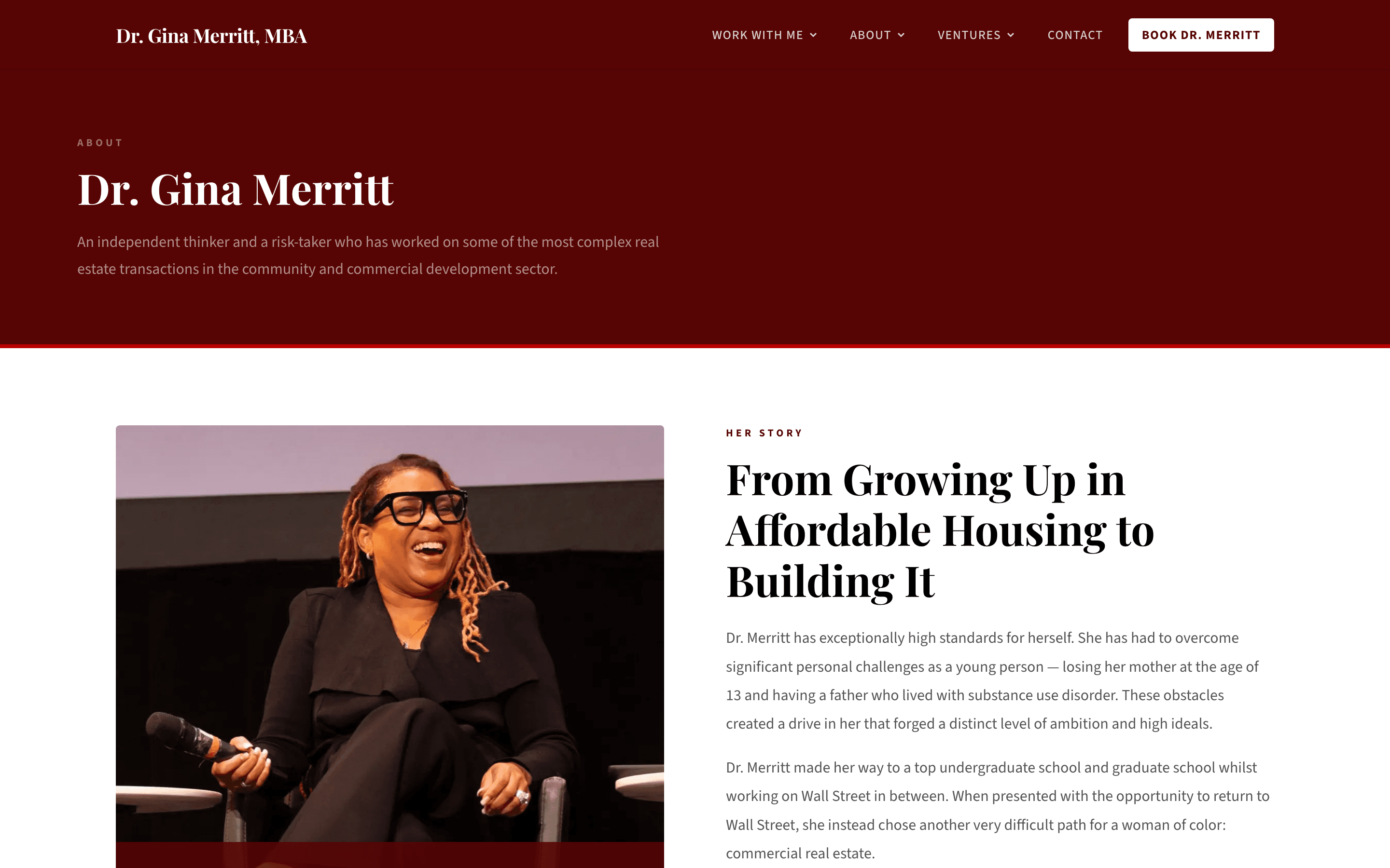 Dr. Gina Merritt website — About page