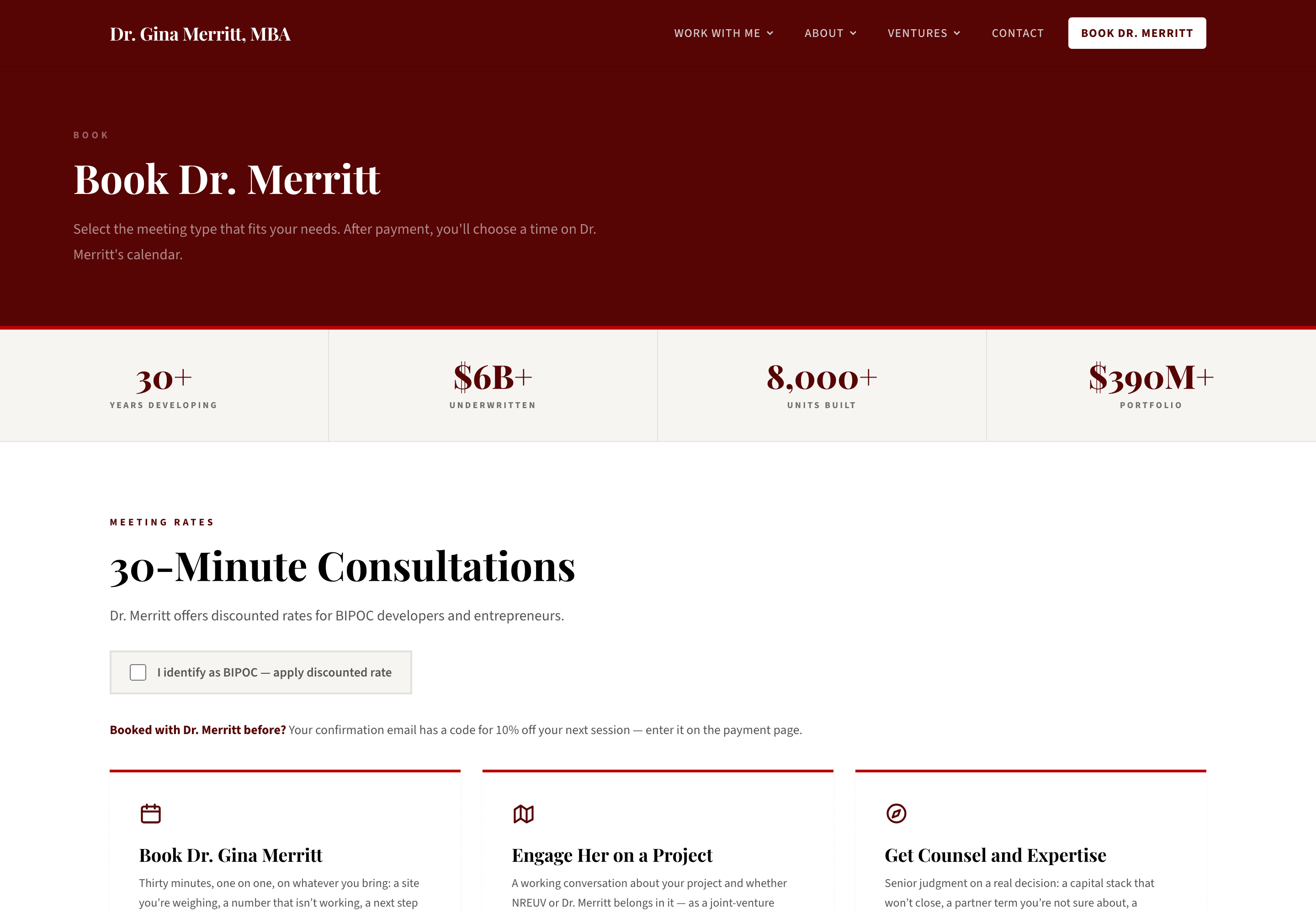 Dr. Gina Merritt website — Book Dr. Merritt page