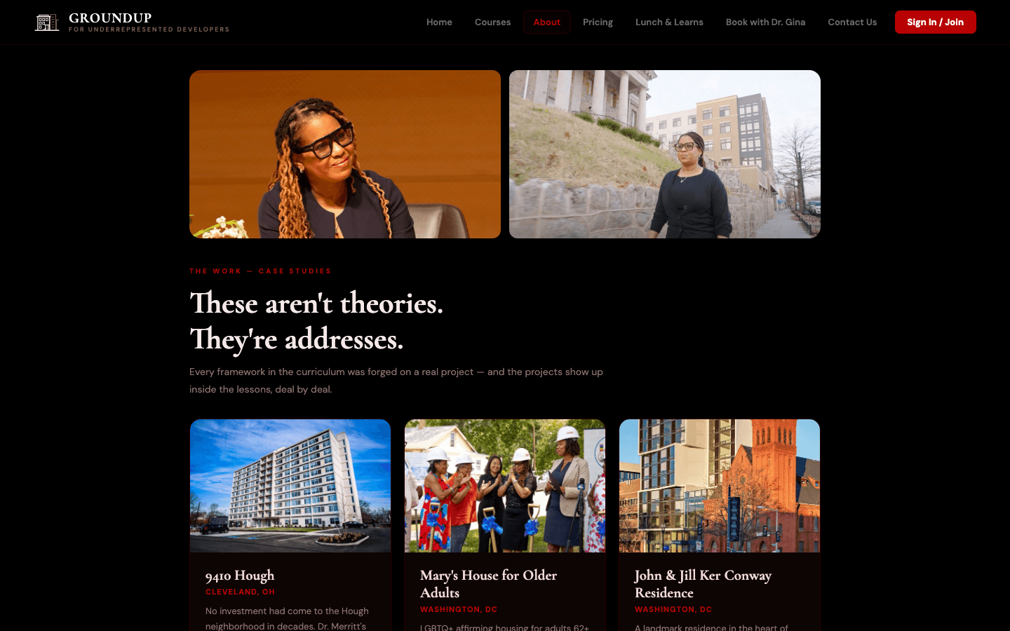 Ground Up — case studies page